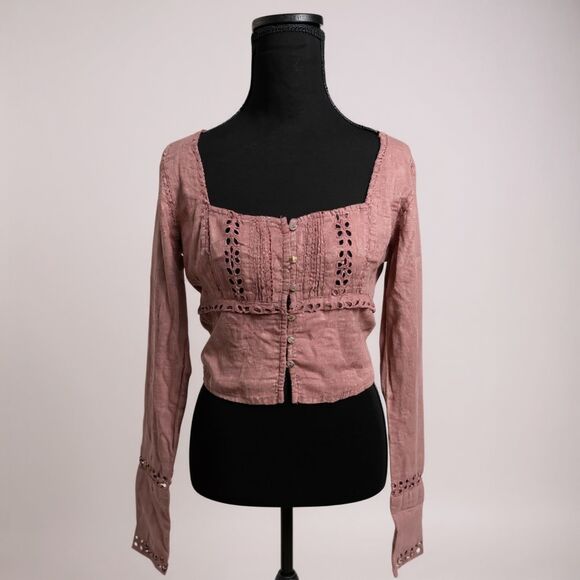 NWT Free People Joi Blouse Roan Rouge Size XS – Boho Peasant Top - Picture 5 of 5